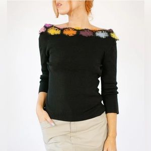 Vintage 90’s Joseph A. Mohair Viscose Sweater with Crochet Detail